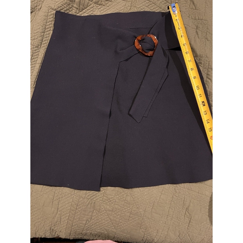 Sandro Paris Women's Skirt Size 3 Navy With Tortoise Shell Clip